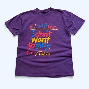 Vintage 1990s Purple Lake Tahoe Reno Nevada T-Shirt with Colorful Print L